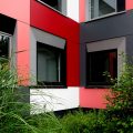 Studentenwohnheim Essen Farbgestaltung der Fassade Detail