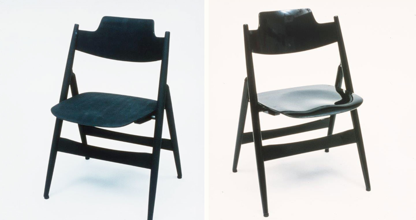 Stuhl von Egon Eiermann einmal matt einmal glänzend lackiert